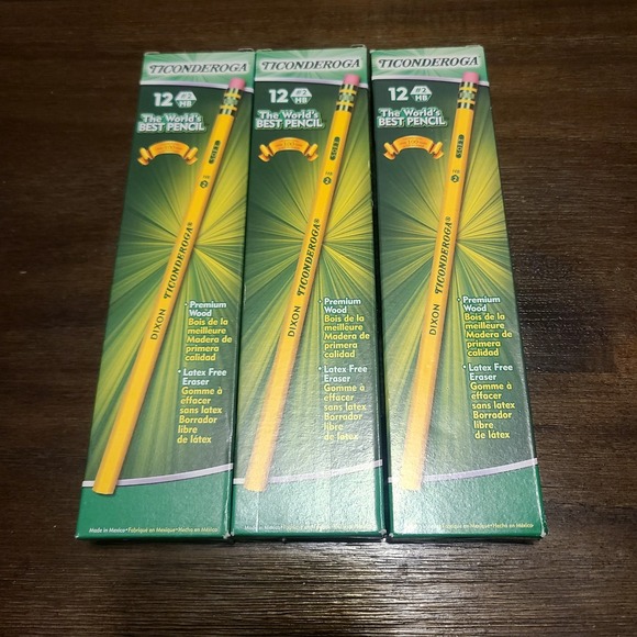 Dixon Ticonderoga Other - Dixon Ticonderoga #2 Soft Pencils Unsharpened Yellow Wood 3 Packs 12ct